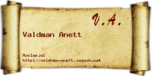 Valdman Anett névjegykártya